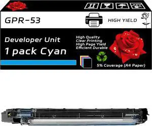 GPR-53 Developer Unit Compatible for Canon imageRUNNER Advance C3325i C3330i C3525i C3525i II C3525i III Printers, with Chip, High Yield 240000 Pages, Clear Printing (1 Pack Cyan)