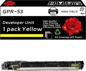 GPR-53 Developer Unit Compatible for Canon imageRUNNER Advance C3530i C3530i II C3530i III DX C3725i Printers, with Chip, High Yield 240000 Pages, Clear Printing (1 Pack Yellow)