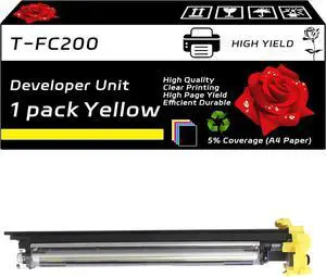 T-FC200 Developer Unit Compatible for Toshiba E Studio 2000AC 2500AC Printers, with Chip, High Yield 80000 Pages, Clear Printing (1 Pack Yellow)
