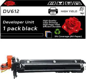 DV612 Developer Unit Compatible for Konica Minolta bizhub 552 652 C452 C552 C552DS C652 C652DS Printers, with Chip, High Yield 114000 Pages, Clear Printing (Black)