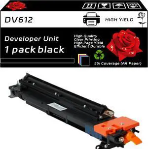 Compatible for Konica Minolta DV612 Developer Unit Work for Konica Minolta bizhub 552 652 C452 C552 C552DS C652 C652DS Printers, with Chip, High Yield 1240000 Pages, Clear Printing (Black)