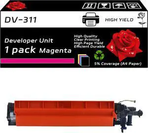 DV-311 Developer Unit Compatible with Konica Minolta bizhub C220 C280 C360 Printers, High Yield 600000 Pages, Vibrant Colors (Magenta)