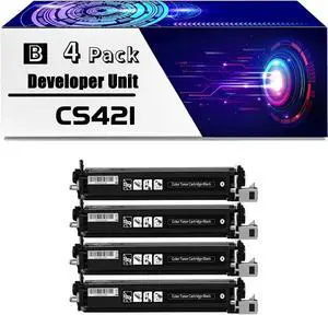 CS421 Developer Unit is Compatible for Lexmark CS421 CS521 CS622 CX421 CX522 CX622 CX625 Printers, High Yield 22500 Pages, with Chip for Long-Lasting Durability (4 Pack Black)