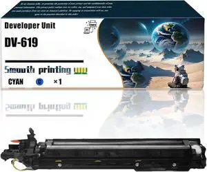 Replacement Parts Developer Unit DV-619 Compatible with Konica Minolta bizhub C458 C558 C658 Printers, Contains Chip and Clear Printing (1 Pack Cyan)