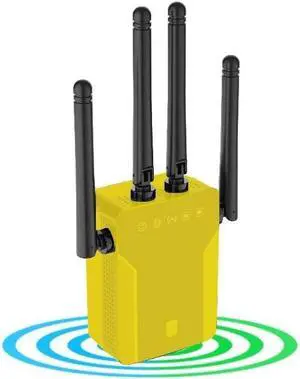 WiFi to Ethernet Adapter Wireless Bridge - AC1200 5G/2.4G Dual Band Wireless Ethernet Adapter LAN Rj45 Port Convert Wired Device to WiFi to Wired ethernet for Printer (Yellow)