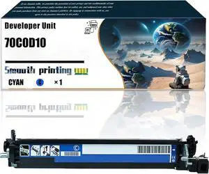 Replacement Parts Developer Unit 70C0D10 Compatible with Lexmark CS410n CS417dn CS510de CS510dte CS517de CX517de Printers, Contains Chip and Clear Printing (1 Pack Cyan)
