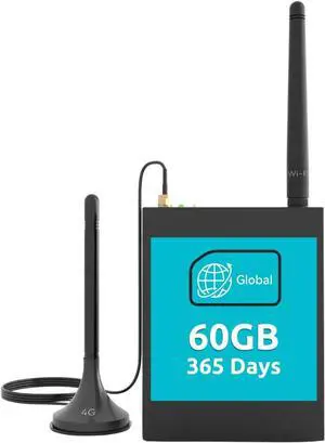 LINOVISION Industrial Global 4G LTE Cellular Router with Pre-Loaded Data Plan - 60GB 365 Days, Virtual SIM Router Supports Plug-n-Play, RS232/RS485, MQTT, Global Coverage and Pay as You Go