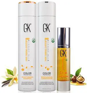 GK HAIR Hydrating Moisturizing Shampoo and Conditioner Set (10.1 Fl Oz) Global Keratin Anti Frizz Serum Dry Damaged Repair Argan Oil (1.69 Fl Oz) All Hair Types Sulfate Paraben Free Unisex