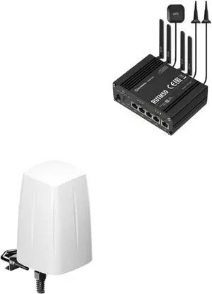 Teltonika RUTM50000000 Industrial 5G Cellular Router with Teltonika PR1ICA70 Outdoor Antenna