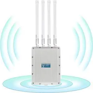 AX1200 Outdoor WiFi 5 Repeater & Extender, Dual Band Outdoor Wireless Access Point Bridge with 4 High Gain Antennas, Gigabit Port, Poe Powered, Support MU-MIMO, Seamless Roaming, Cloud Access