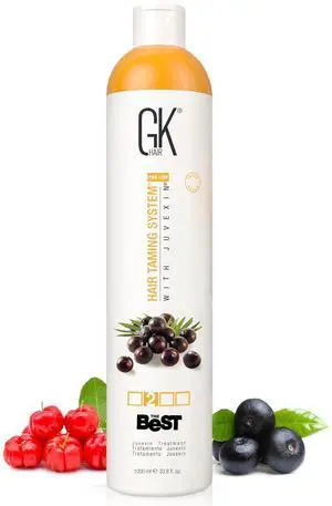GK HAIR Global Keratin The Best ACAI (33.8 Fl Oz/1000ml) Smoothing Keratin Hair Treatment - Professional Brazilian Complex Blowout Straightening For Silky Smooth & Frizz Free Hair