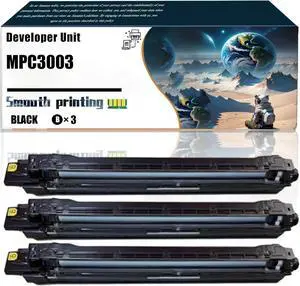 Replacement Parts Developer Unit MPC3003 Compatible with Ricoh MP C3003 MP C3503 MP C4503 MP C501SP MP C5503 MP C6003 Printers, Contains Chip and Clear Printing (3 Pack Black)