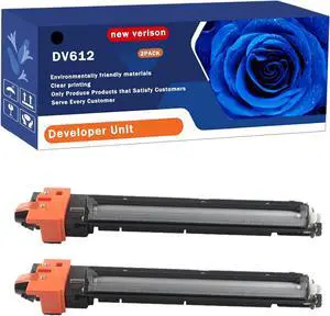 DV612 Developer Unit Compatible for Konica Minolta bizhub 552 652 C452 C552 C552DS C652 C652DS Printers, Print Up to 200000 Pages, Bright Colors (2-Pack Black)