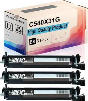 C540X31G Developer Unit Compatible for Lexmark C540N C543DN C544DN C544DTN C544DW Printers, High Yield 30000 Pages, Print More Pages (3 Pack Black)