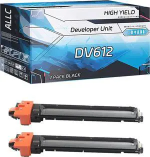 ALLC Compatible for Konica Minolta DV612 Developer Unit Work for Konica Minolta bizhub 552 652 C452 C552 C552DS C652 C652DS Printers, with Chip, High Yield 200000 Pages, Clear Printing (2-Pack Black)