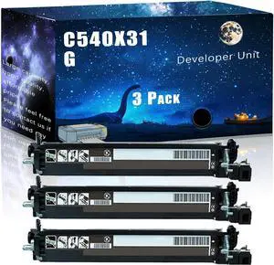 C540X31G Developer Unit Compatible for Lexmark C540N C543DN C544DN C544DTN C544DW Printers,with Chip Large Printing Demands (3 Pack Black)