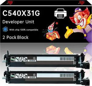 C540X31G Developer Unit Compatible with Lexmark X544DW X544N X546DTN X548DE X548DTE Printers, Enhanced Durability, Ideal for High-Volume Printing (2 Pack Black)