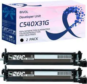 C540X31G Developer Unit Compatible for Lexmark C540N C543DN C544DN C544DTN C544DW Printers, with Chip, High Yield 30000 Pages, Vivid Colors (2 Pack Black)