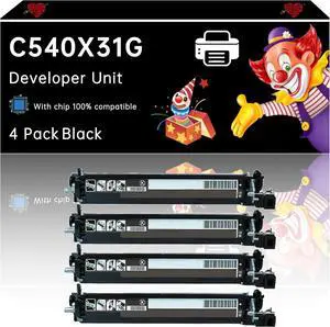 C540X31G Developer Unit Compatible with Lexmark C540N C543DN C544DN C544DTN C544DW Printers, Enhanced Durability, Ideal for High-Volume Printing (4 Pack Black)