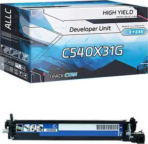 Compatible for Lexmark C540X31G Developer Unit Work for Lexmark C544N C546DTN X543DN X544DN X544DTN Printers, with Chip, High Yield 30000 Pages, Clear Printing (1 Pack Cyan)