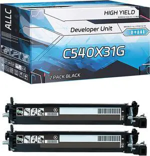 Compatible for Lexmark C540X31G Developer Unit Work for Lexmark C540N C543DN C544DN C544DTN C544DW Printers, with Chip, High Yield 30000 Pages, Clear Printing (2 Pack Black)
