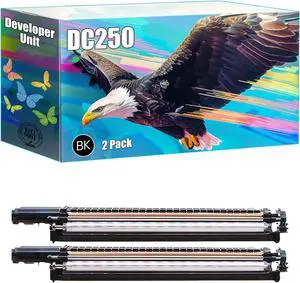 DC250 Developer Unit Compatible for Xerox DocuColor DC240 DC242 DC250 DC252 and DC260 Printers, High Yield 100000 Pages, Bright Colors Clear Printing (2 Pack Black)
