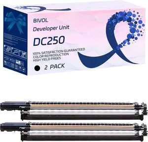 DC250 Developer Unit Compatible for Xerox DocuColor DC240 DC242 DC250 DC252 and DC260 Printers, with Chip, High Yield 100000 Pages, Vivid Colors (2 Pack Black)