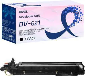 DV-621 Developer Unit Compatible for Konica Minolta bizhub C450i C451i C550i C551i C650i C651i C750i Printers, with Chip, High Yield 200000 Pages, Vivid Colors (Black)