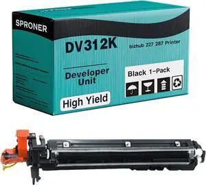 DV312K (A7Y003D) Developer Unit Compatible with Konica Minolta bizhub 227 287 Printer, [80000 Pages], Extra High Yield