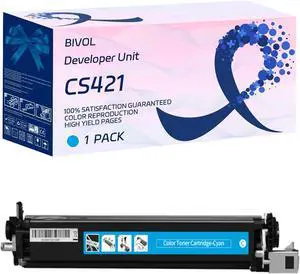 CS421 Developer Unit Compatible for Lexmark CS421 CS521 CS622 CX421 CX522 CX622 CX625 Printer, with Chip, High Yield 12500 Pages, Vivid Colors (Cyan)