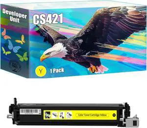 CS421 Developer Unit Compatible for Lexmark CS421 CS521 CS622 CX421 CX522 CX622 CX625 Printers, High Yield 12500 Pages, Clear Printing Bright Colors (1 Pack Yellow)