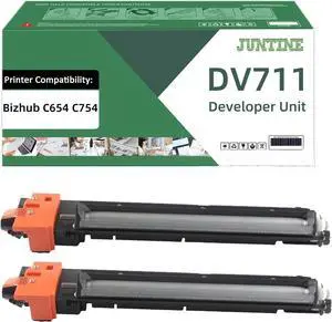 DV711 DV-711 Developer Unit Replacement for Konica Minolta DV711 A2X203D Developer Unit Compatible with Bizhub C654 C754 Printer 200,000 High Pages (Black-2Pack)