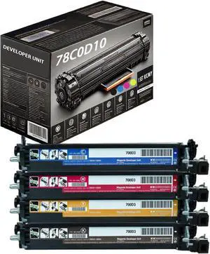 78C0D10 78C0D20 78C0D30 78C0D40 Developer Unit Compatible for Lexmark C2240 C2325 C2325dw C2425dw C2535 C2535dw CS421dn CS521 CX421 Printers, Includes Chip, High Yield 125000 Pages (Multicolor)