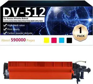 Compatible High Yield Developer Unit Replacement for Konica Minolta DV512 for Konica Minolta Bizhub C221 224 284 364 454 554 ADC285 365 Printer,Cyan