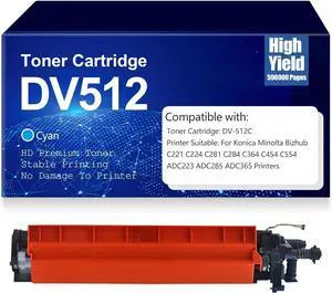 Compatible DV512 Developer Unit DV-512K DV-512M DV-512C DV-512Y Developer Unit for Konica Minolta Bizhub C221 C224 C281 C284 C364 C454 C554 ADC223 ADC285 ADC365 High Yield,Cyan-DV512