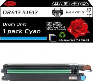 DR612 IU612 Drum Unit Compatible for Konica Minolta(Developer+Drum) bizhub 552 652 C452 C552 C552DS C652 C652DS Printers, with Chip, High Yield 300000 Pages, Clear Printing (1 Pack Cyan)