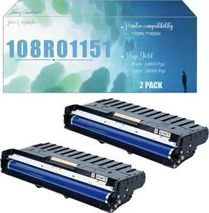 108R01151 P7100 Compatible Drum Unit (Not Toner) Replacement for Xerox Phaser 7100N 7100DN Printers, High Yield (24000 Pgs) Black X 2