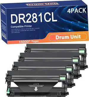 Compatible DR281CL Drum Unit Replacement for Brother DR-281CL Printers to Use with HL-3140CW HL-3150 HL-3170CDW MFC-9130CW MFC-9140 MFC-9330CDW MFC-9340CDW DCP-9020CDN Printer 4set