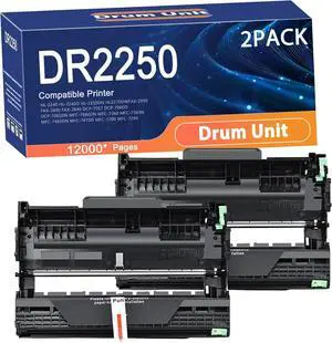 Compatible DR2250 Drum Unit Replacement for Brother DR-2250 Printers to Use with HL-2240 HL-2240D HL-2250DN HL2270DWFAX-2990 FAX-2890 FAX-2840 DCP-7057 Printer 2set