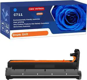 C711 Drum Unit Compatible for Okidata OKI 711dn C711dtn C711n Printers, Capacity 30000 Pages, with Chip, Stable Output (1 Pack Cyan)