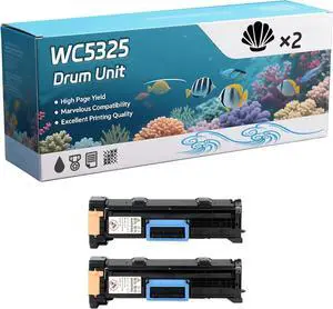 WC5325 Drum Unit Compatible for Xerox WorkCentre-5325 5330 5335 Printers, Capacity 70000 Pages, with Chip, Stable Output (2-Pack Black)