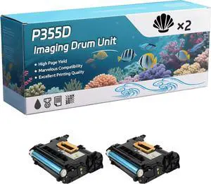 P355D Imaging Drum Unit Compatible for Xerox DocuPrint P355d M355df P365d Printers, Capacity 80000 Pages, with Chip, Stable Output (2-Pack Black)