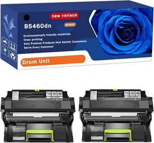 B5460dn Drum Unit Compatible for Dell B5460dn B5465dnf S5830dn Smart Printer Printers, Capacity 100000 Pages, with Chip, Stable Output (2-Pack Black)