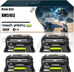 Replacement Parts Drum Unit XM5163 Compatible with Lexmark M5155 M5163 M5170 XM5163 XM5170 Printers, Contains Chip and Clear Printing (4 Pack Black)