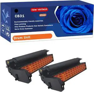 C831 Drum Unit Compatible for Okidata OKI C831 C831DN C831N MC873dn MC873dnc MC873dnx Printers, Capacity 40000 Pages, with Chip, Stable Output (2 Pack Black)