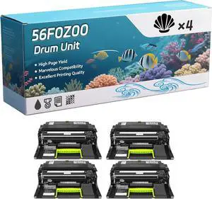56F0Z00 Drum Unit Compatible for Lexmark MX522adhe MX622ade MX622adhe Optra SC1275 XM1242 XM1246 XM3250 Printers, Capacity 60000 Pages, with Chip, Stable Output (4 Pack Black)