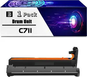 C711 Drum Unit is Compatible for Okidata OKI 711dn C711dtn C711n Printers, High Yield 30000 Pages, with Chip for Long-Lasting Durability (1 Pack Black)