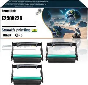 Replacement Parts Drum Unit E250X22G Compatible with Lexmark E250D E250DN E350D E352DN E450DN E450DTN Printers, Contains Chip and Clear Printing (3 Pack Black)