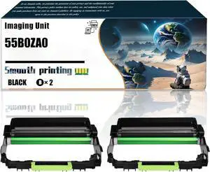 Replacement Parts Imaging Unit 55B0ZA0 Compatible with Lexmark B3340dw B3442dw M1342 MB3442adw MB3442i XM3142 Printers, Contains Chip and Clear Printing (2-Pack Black)