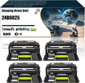 Replacement Parts Imaging Drum Unit 24B6025 Compatible with Lexmark M5155 M5163 M5170 XM5163 XM5170 Printers, Contains Chip and Clear Printing (4 Pack Black)